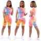 Tie Dye T Shirt Shorts Casual Two Piece Sets XMY-9252