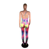 Sexy Fashion Tie-dye Print Suspenders Jumpsuit BS-1207