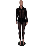 Sexy Black Mesh Perspective Two Piece Suit ARM-8202