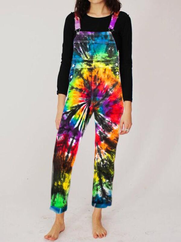 Plus Size Fashion  Print Tie-dye Jumpsuit Overalls RSN-763