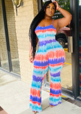 Tie Dye Print Strappy Backless Jumpsuits QZX-6140