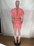 Casual Striped Short Sleeve One Piece Rompers YNB-7109