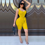 Solid Sleeveless Sexy Bodycon Rompers HM-6331
