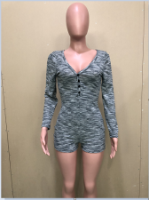 Sexy V Neck Long Sleeve Bodysuit BN-9247