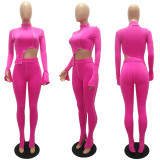 Casual Fitness Long Sleeve Slim Two Piece Pants Set XS MAE-2053