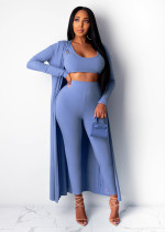 Solid Tank Tops +Long Cloak +Pants 3 Piece Sets ZSD-0309