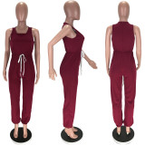 Solid Sleeveless Casual Loose One Piece Jumpsuits MN-9257
