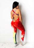 Tie Dye Print Sleeveless Backless Skinny Jumpsuits CHY-1245