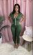 Solid Hooded Zipper Skinny One Piece Jumpsuits YM-9223