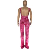 Tie Dye Bodysuit And Stacked Pants Two Piece Suits AWN-5102