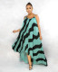 Plus Size 5XL Striped Loose Irregular Slip Long Dress BMF-007