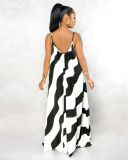 Plus Size 5XL Striped Loose Irregular Slip Long Dress BMF-007