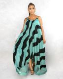 Plus Size 5XL Striped Loose Irregular Slip Long Dress BMF-007