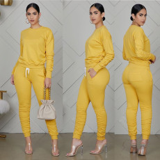 Streetwear Fashion Casual Tracksuit Solid Color Long Sleeve Pants Set XMY-9255