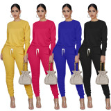 Streetwear Fashion Casual Tracksuit Solid Color Long Sleeve Pants Set XMY-9255