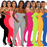 Plus Size Simple Fashion Solid Color Spaghetti Strap Sexy Stacked Jumpsuit  NM-8106