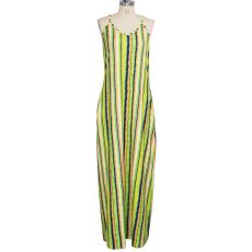 Colorful Striped V Neck Spaghetti Strap Loose Maxi Dress SMR-9661