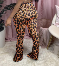  Plus Size Autumn New Style Sexy Casual Leopard Print Bell Bottom Pants SMD-2037