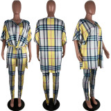 Plaid Print Loose Tops And Pants Two Piece Suits LUO-3096