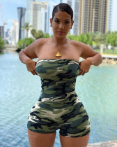Plus Size Camo Print Strapless Tube Tops Rompers MUM-5050