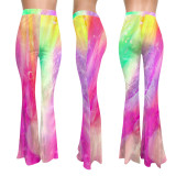 Trendy Printed Skinny Long Flared Pants NIK-158