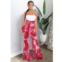 Trendy Tie Dye Strappy Flared Jumpsuits ASL-6295