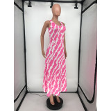 Plus Size Printed Sleeveless Long Dress CQ-051