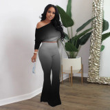 Gradient Long Sleeve Flared Pants 2 Piece Sets YIM-136