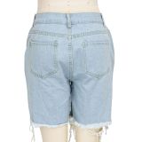 Plus Size Denim Ripped Holes Jeans Shorts HSF-2296