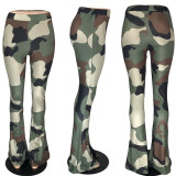 Camouflage Fashion Casual Micro Flared Pants WAF-7057