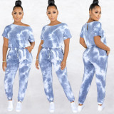 Fashion Casual Tie-dye Print Jumpsuit WAF-7061