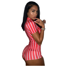 Sexy Striped Deep V Neck Short Sleeve Rompers JCF-7008