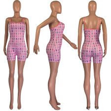 Dollar Sign Print Spaghetti Strap Rompers JCF-7015