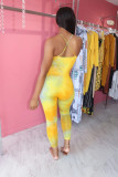 Sexy Slim Fit Tie-dye Letter Print Jumpsuit MUL-119