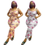 Plus Size 4XL Butterfly Leopard Print Two Piece Set Without Mask MUL-127