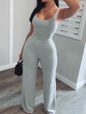 Solid Color Simple Casual Sports Jumpsuit MUL-134