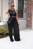 Simple Sexy Solid Color T shirt And Wide Leg Pants Set MUL-135