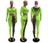 Leopard Patchwork Hooded Two Piece Sets GLF-8022