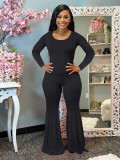 Casual Solid Color Long Sleeve Big Flared Jumpsuit ARM-8222