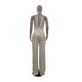 Sexy Polka Dot Open Back Slip Jumpsuits BS-1230