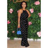 Sexy Polka Dot Open Back Slip Jumpsuits BS-1230