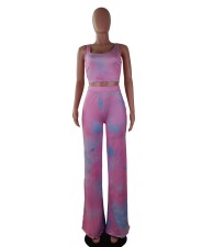 Tie Dye Tank Tops And Pants Two Piece Sets SMF-8025