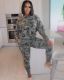 Plus Size Camo Print Long Sleeves 2 Piece Pants Suit WAF-7070