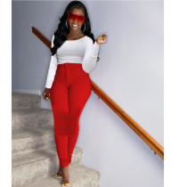 Solid Long Sleeve T Shirt Pants Two Piece Sets YIY-5212