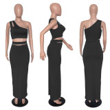 Sexy One Shoulder Sleeveless Long Skirt Sets YUF-9023