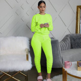 Solid Long Sleeve Ruched Pants Two Piece Sets MIL-168