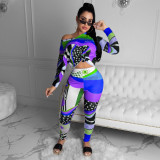 Casual Printed Long Sleeve Two Piece Pants Set ARM-8226