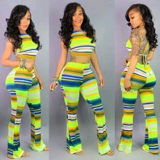 Sexy Striped Cami Top And Pants Two Piece Sets DMF-8063