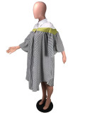 Plus Size Casual Loise Striped Irregular Shirt Dress DMF-8041