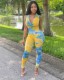 Fashion Sexy Sleeveless Print Jumpsuit DMF-8127